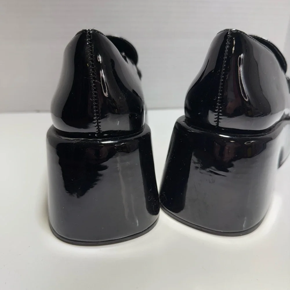 Black Chunky retro 90’s 00’s patent leather loafers Therapy Ella May Ding  sz 7
